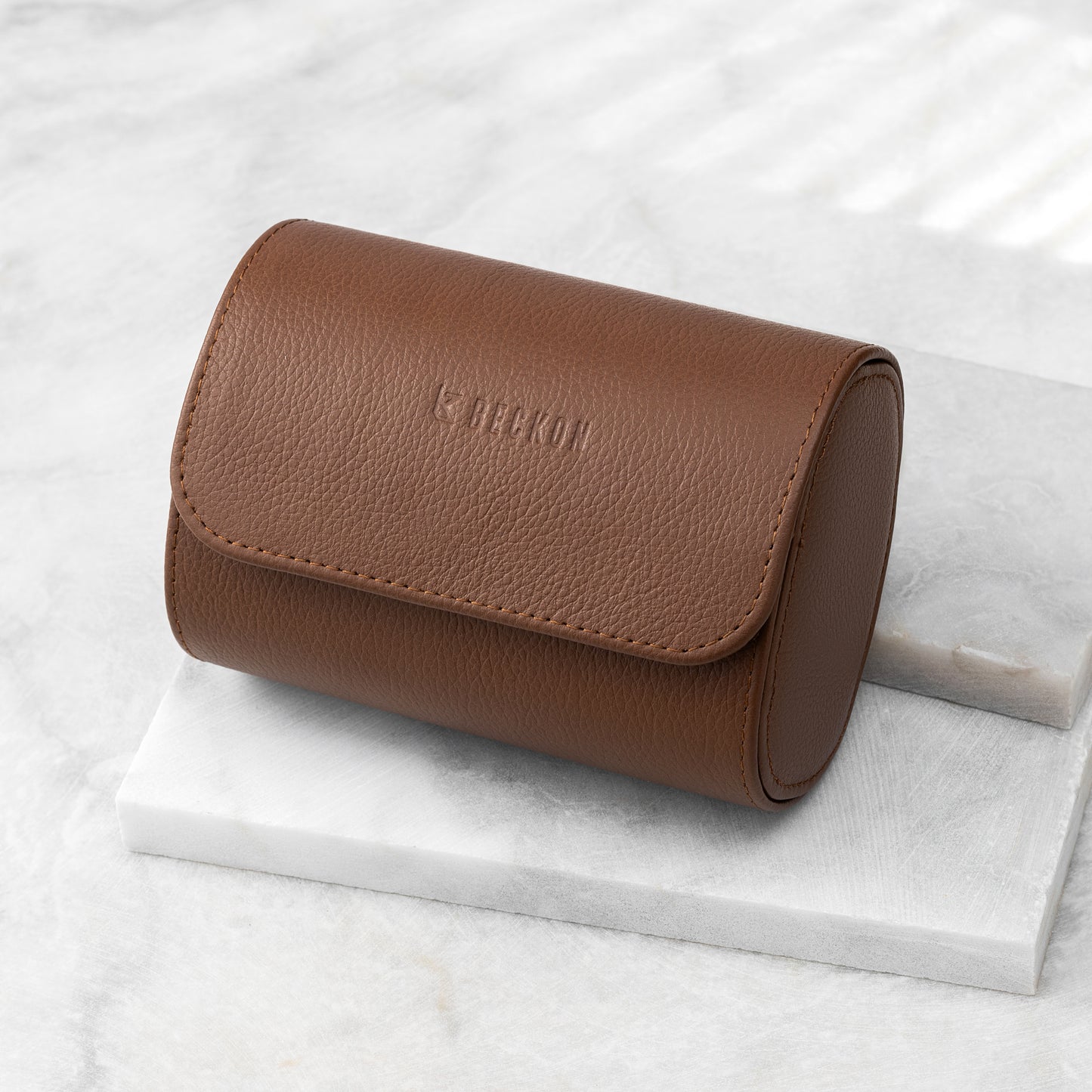 2 Slot Rustic Compact Travel Leather Watch Box