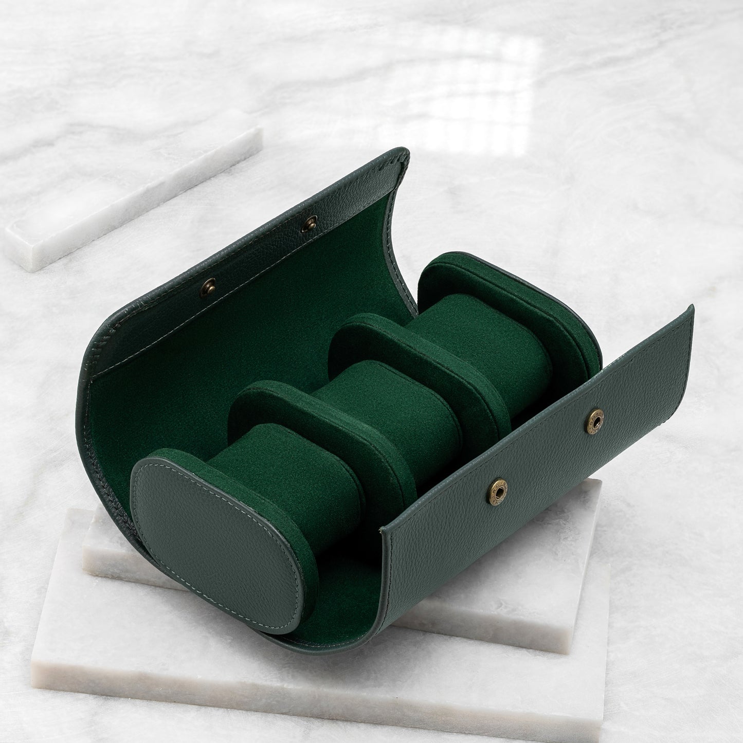 Premium Roll Up Leather Watch Box – 3 Slots Edition