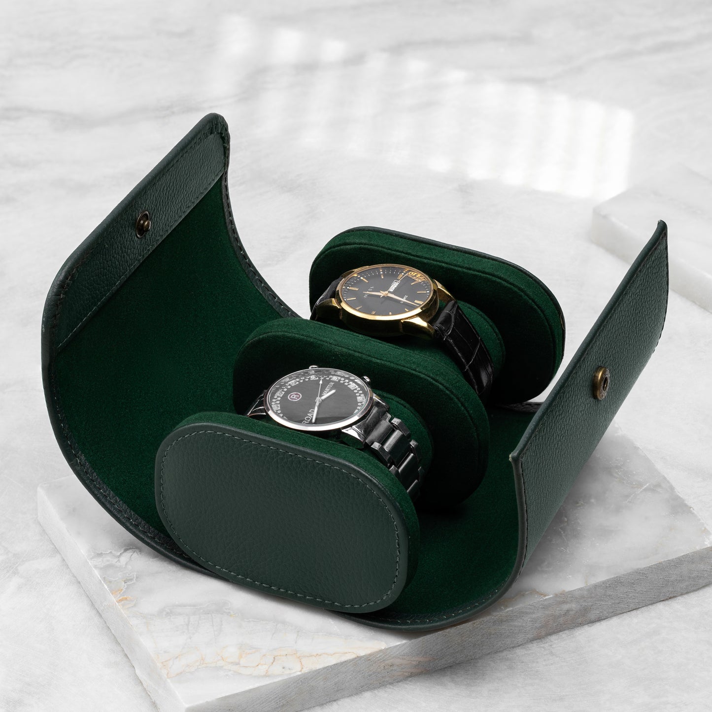 Roll-Up Leather Watch Box – Twin Slots