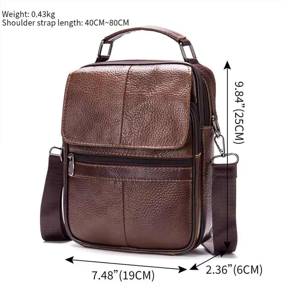 brown leather cross body messenger Bag for men