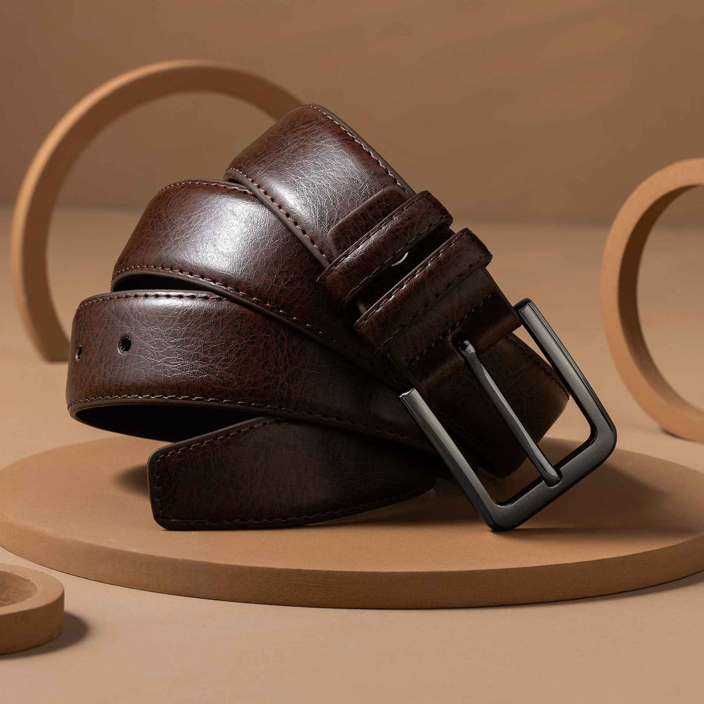 Vortex - Textured Brown Leather Belt