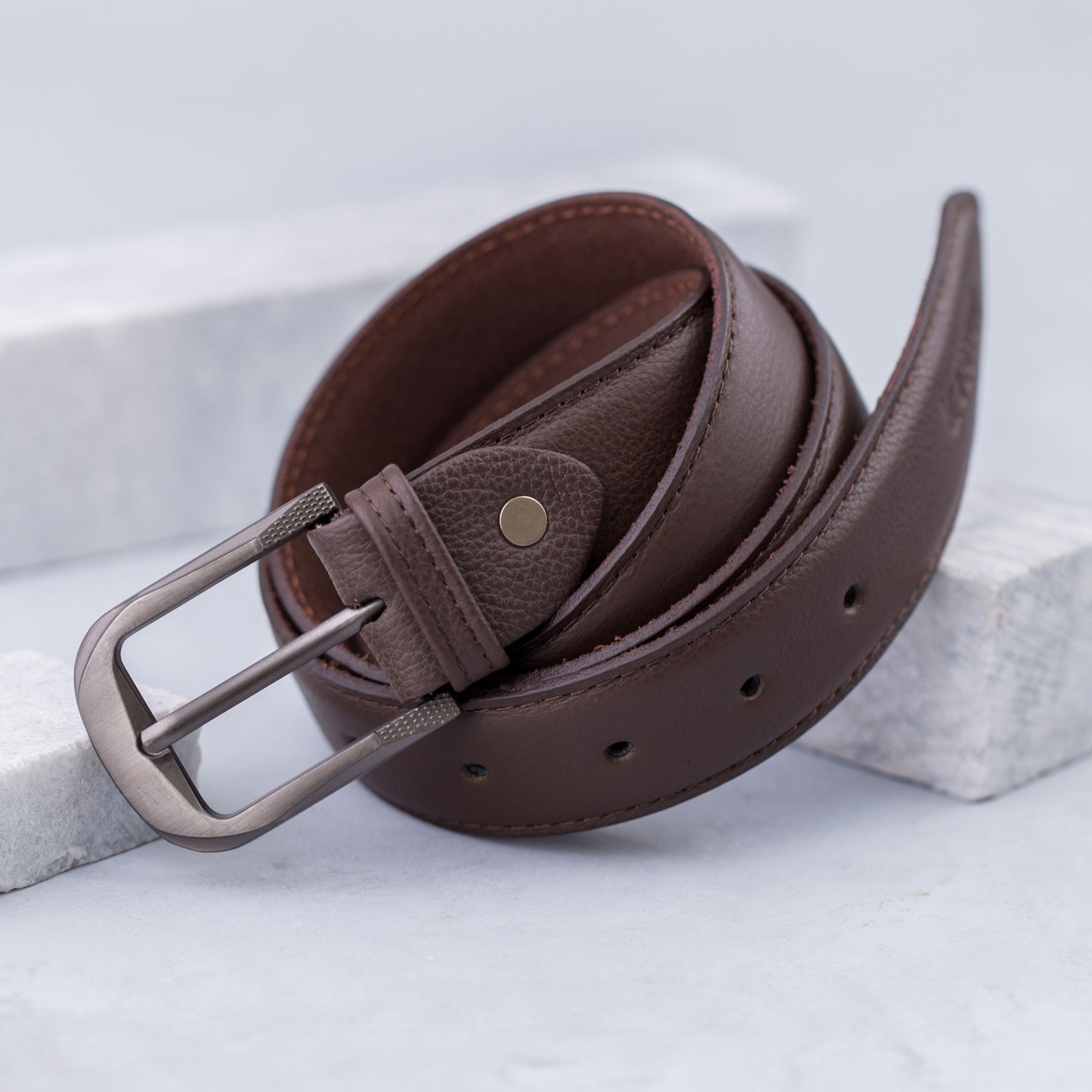 Affix Brown Leather Belt