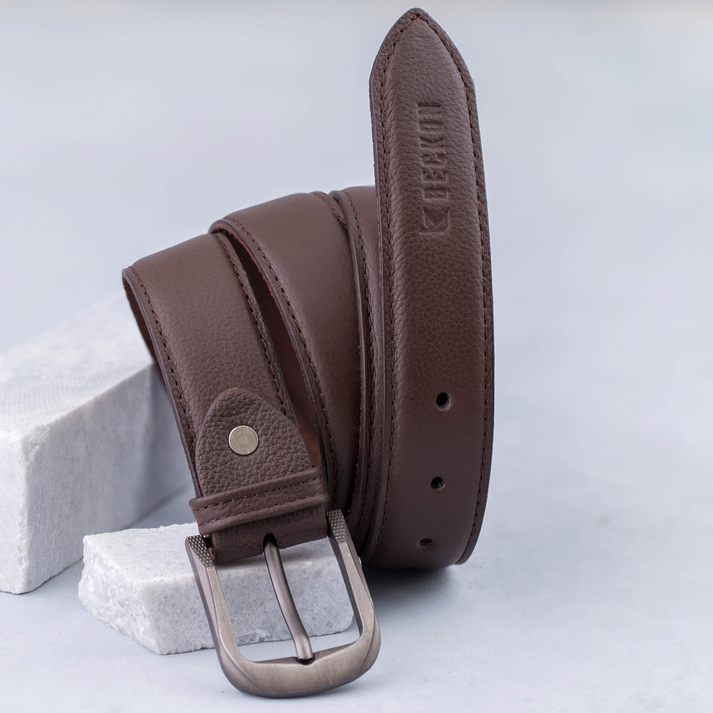 Affix Brown Leather Belt