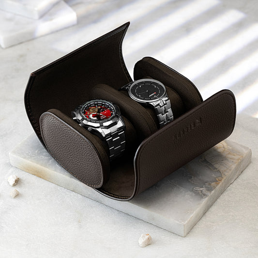 Premium Leather Watch Box - Twin Slots