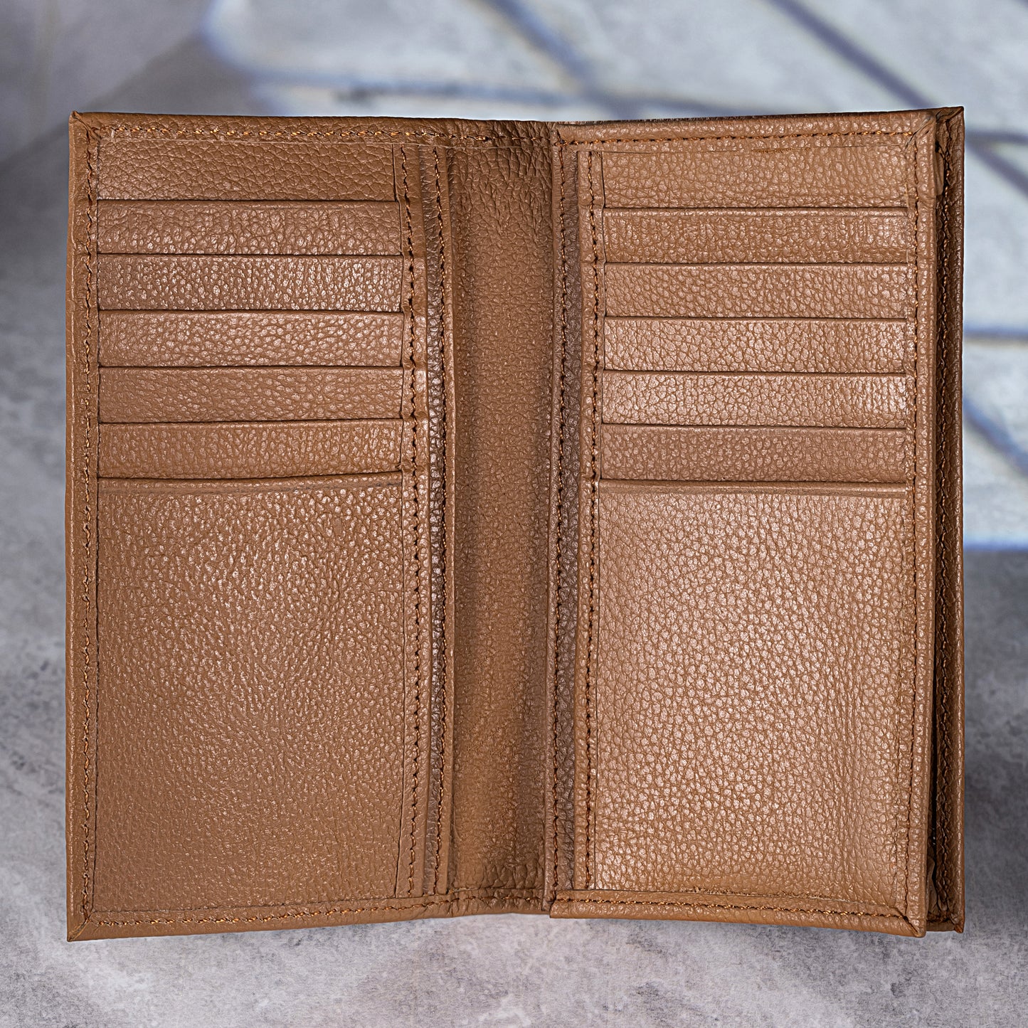 Legacy Brown Leather Long Wallet for Men | Slim Bifold Card & Cash Organizer