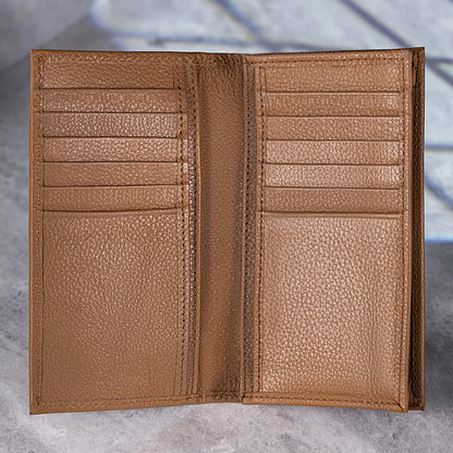 Legacy Brown Leather Long Wallet for Men | Slim Bifold Card & Cash Organizer