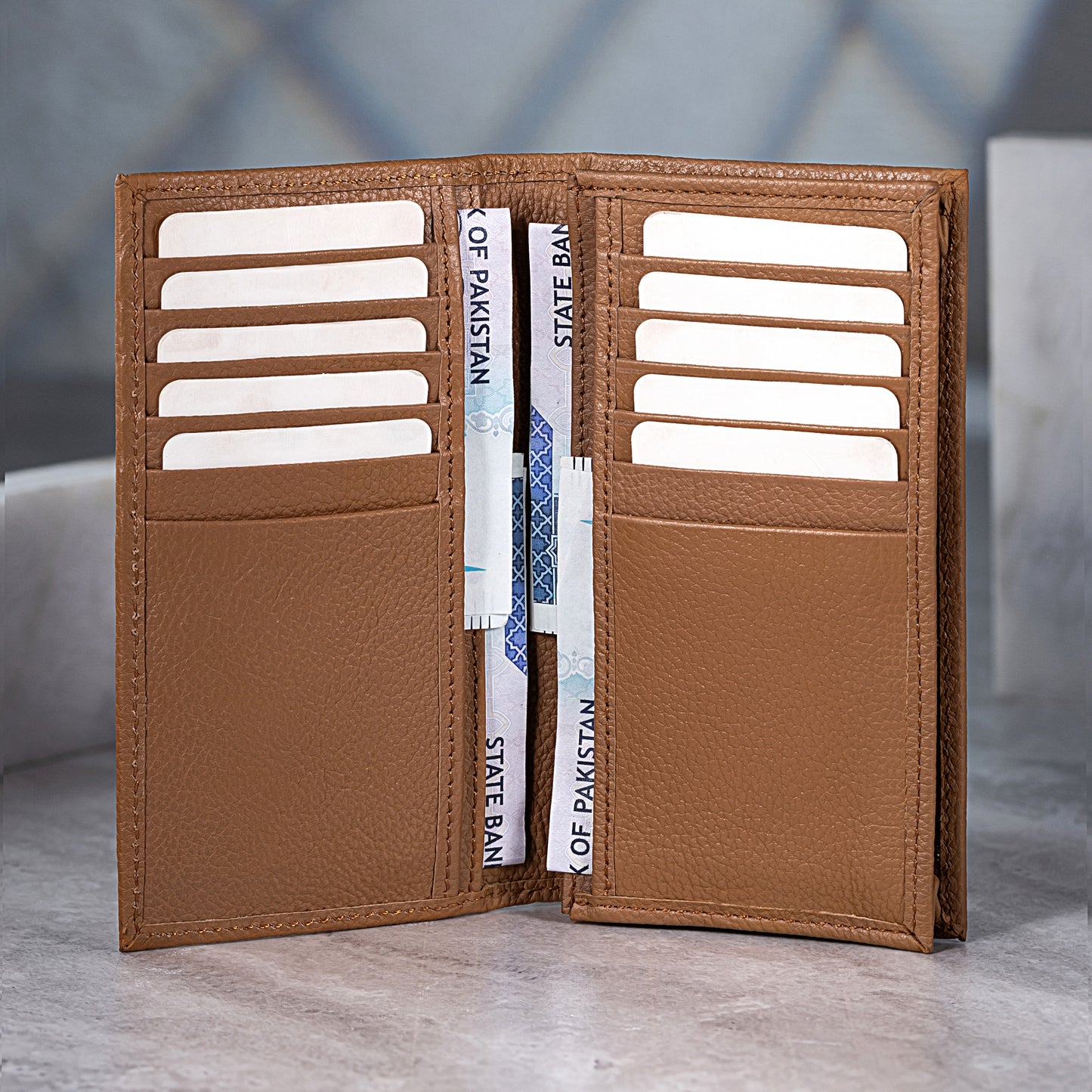 Legacy Brown Leather Long Wallet for Men | Slim Bifold Card & Cash Organizer