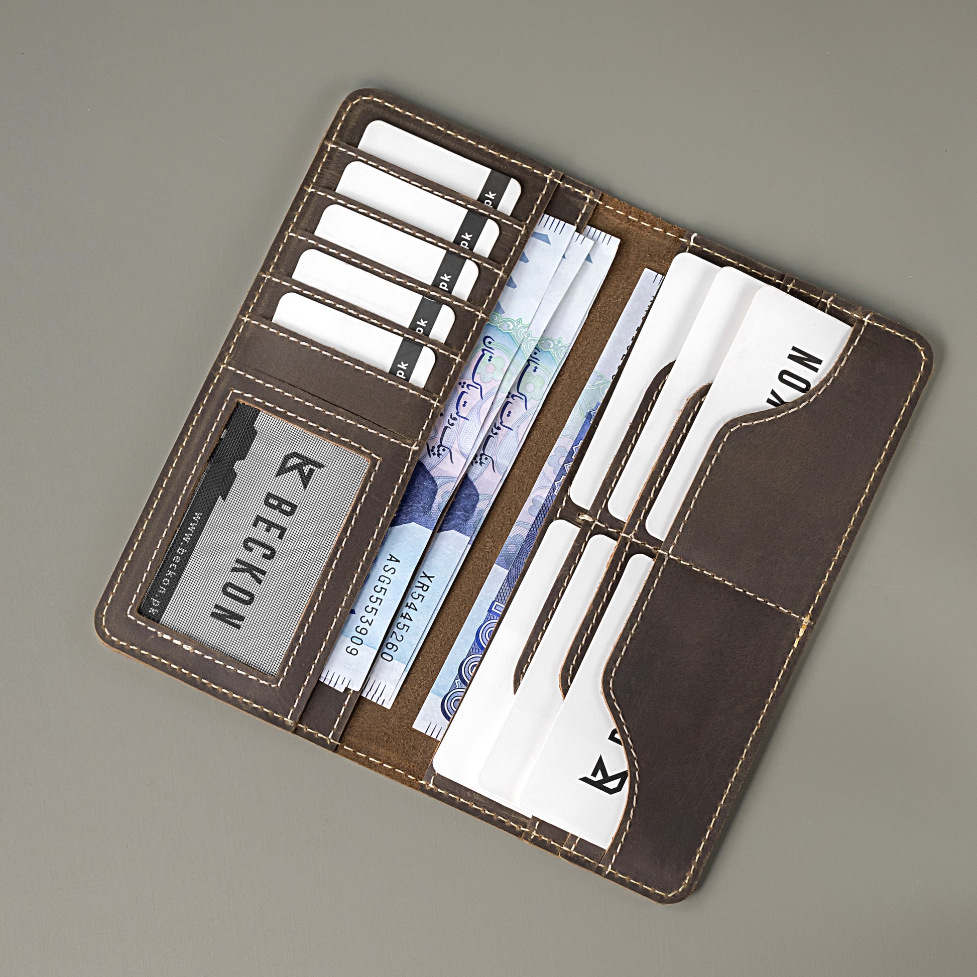 Ridge Leather Long Wallet for Men