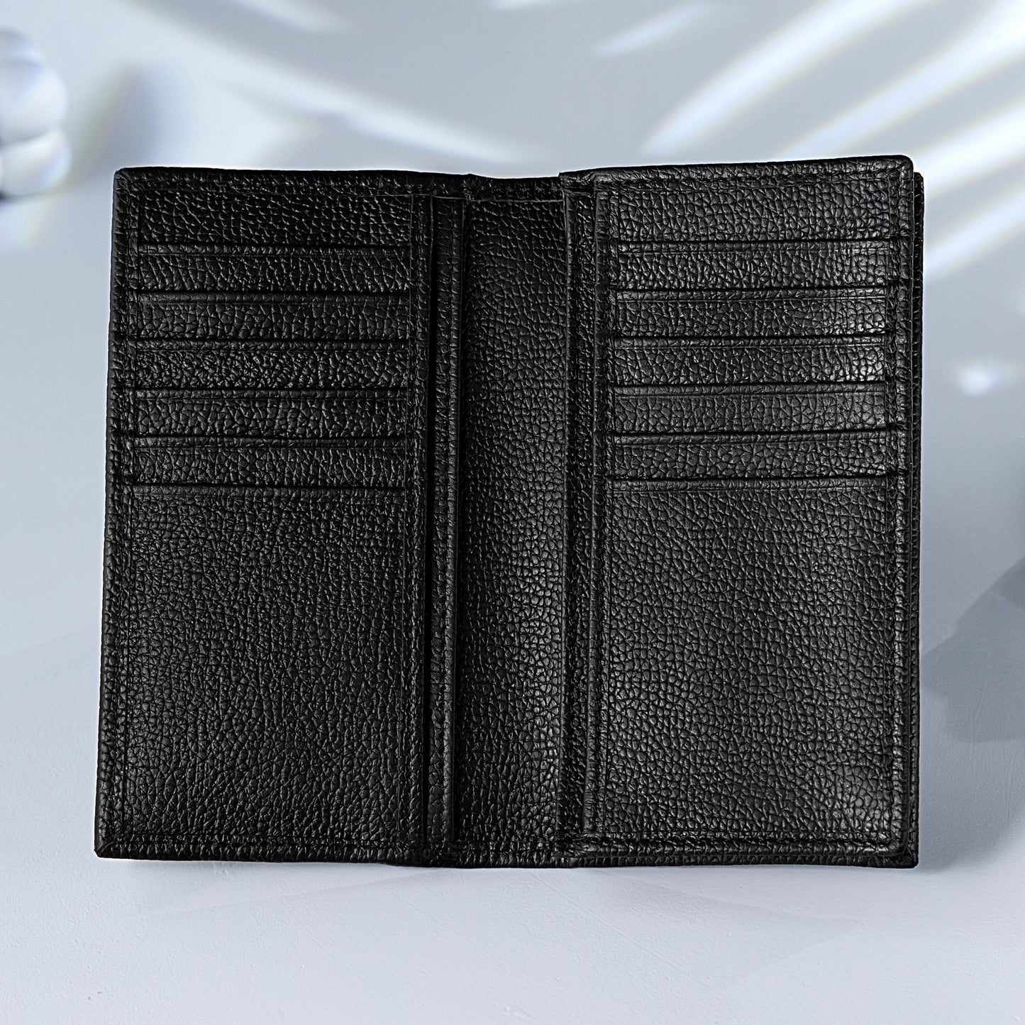 Signature Black Leather Long Wallet for Men | Multi Card & Cash Organizer