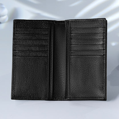 Signature Black Leather Long Wallet for Men | Multi Card & Cash Organizer