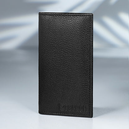 Signature Black Leather Long Wallet for Men