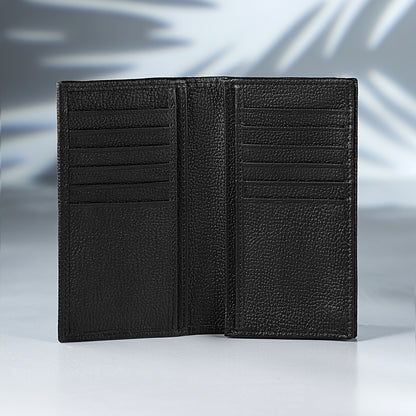 Signature Black Leather Long Wallet for Men | Multi Card & Cash Organizer
