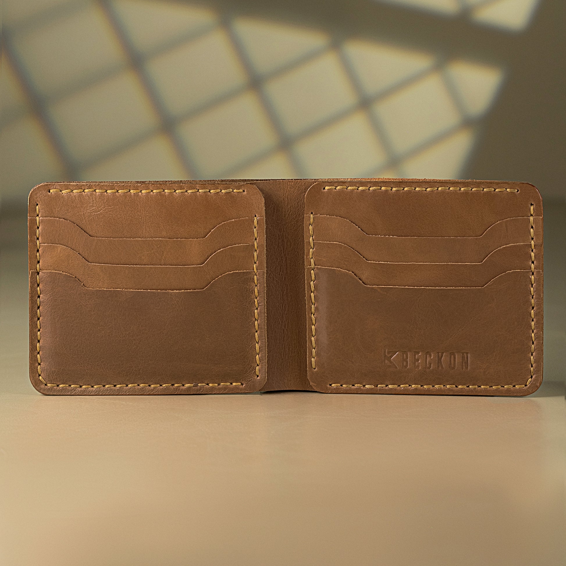 artisan handmade leather wallet 6 card slots dual cash pockets