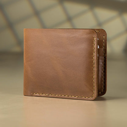 artisan handmade leather wallet 6 card slots dual cash pockets