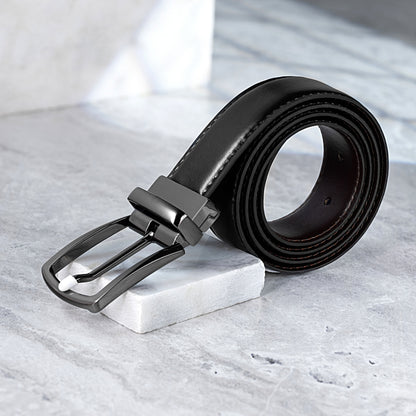 BECKON Axis Reversible Leather Belt for Men | Black & Dark Espresso
