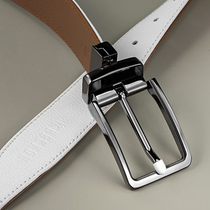 fusion reversible leather belt men tan and white dual sided design