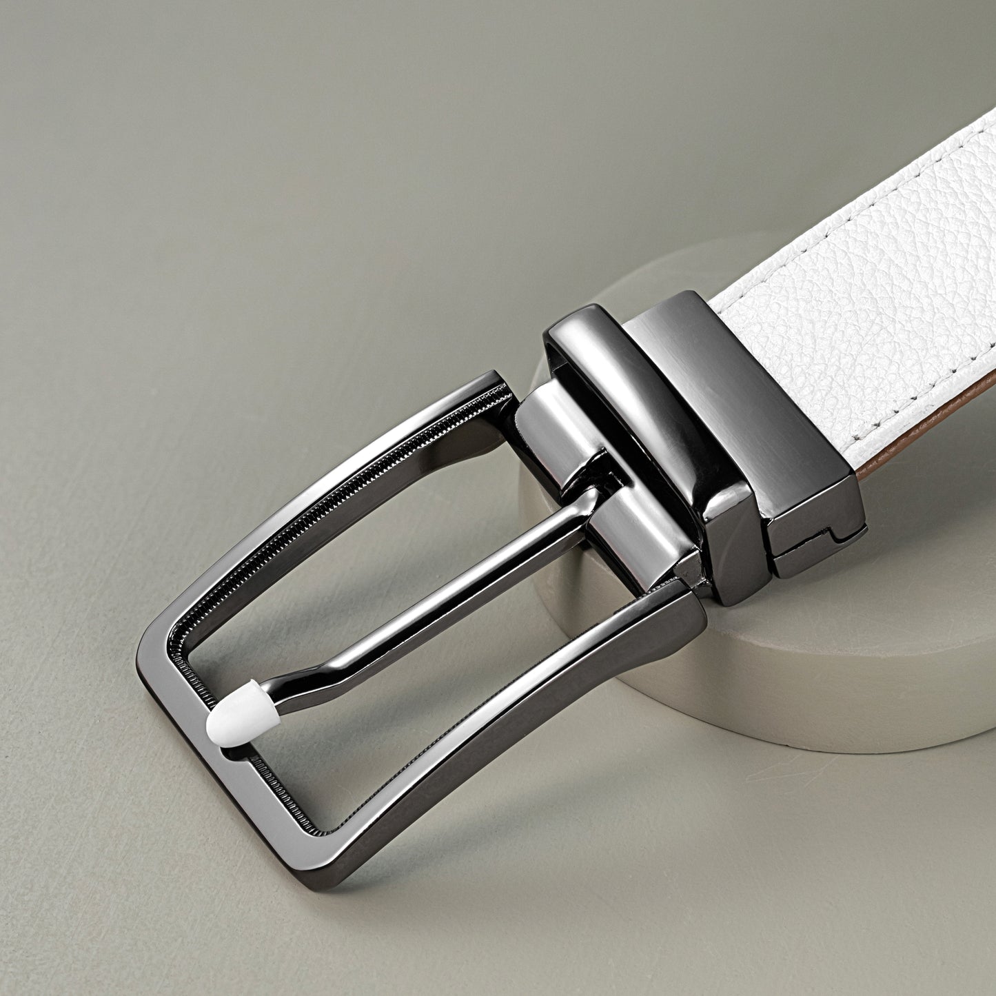 fusion reversible leather belt men tan and white dual sided design