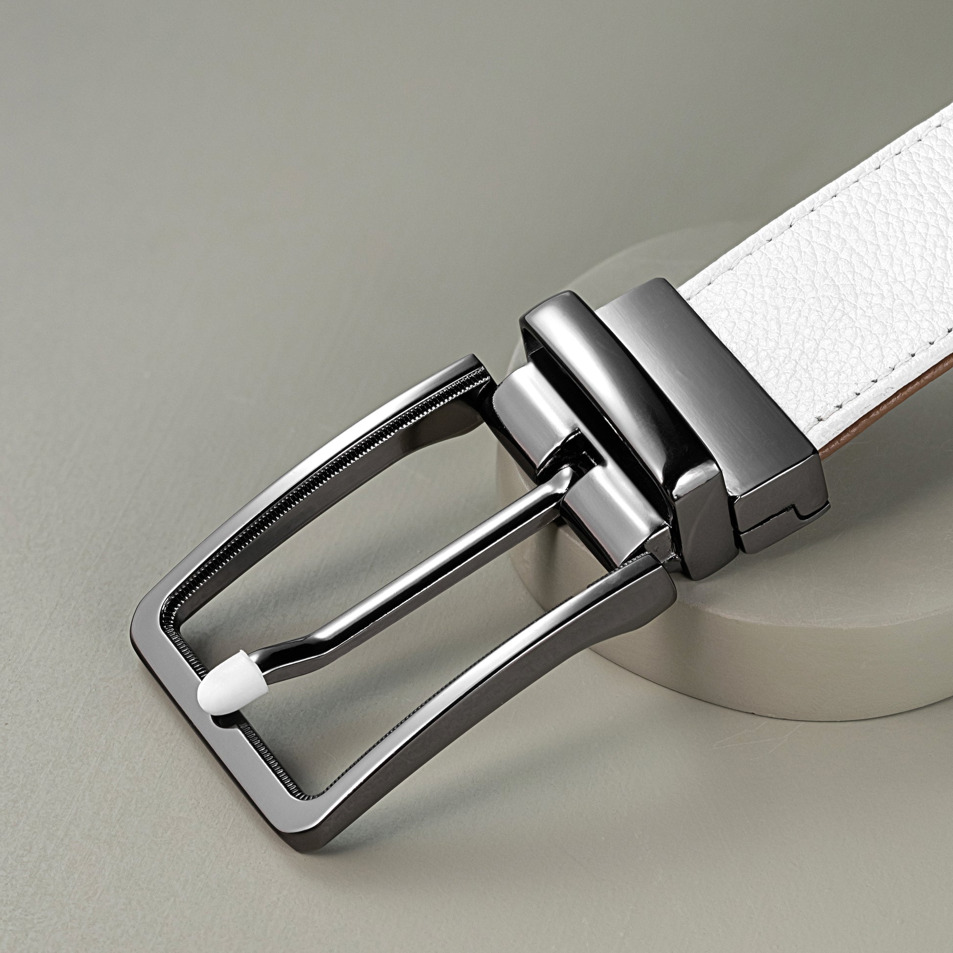 fusion reversible leather belt men tan and white dual sided design