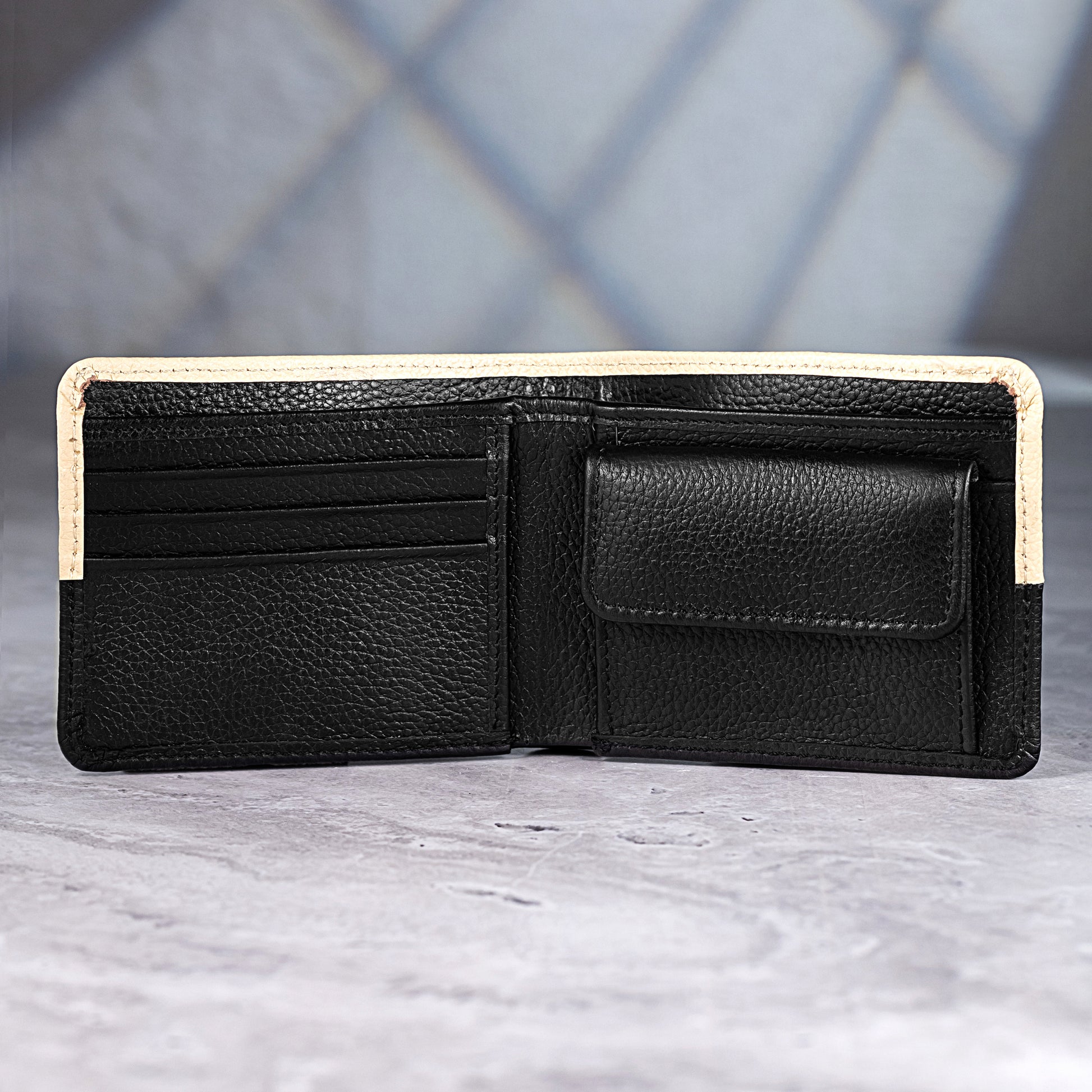 horizon leather bifold coin pocket wallet men card cash slots