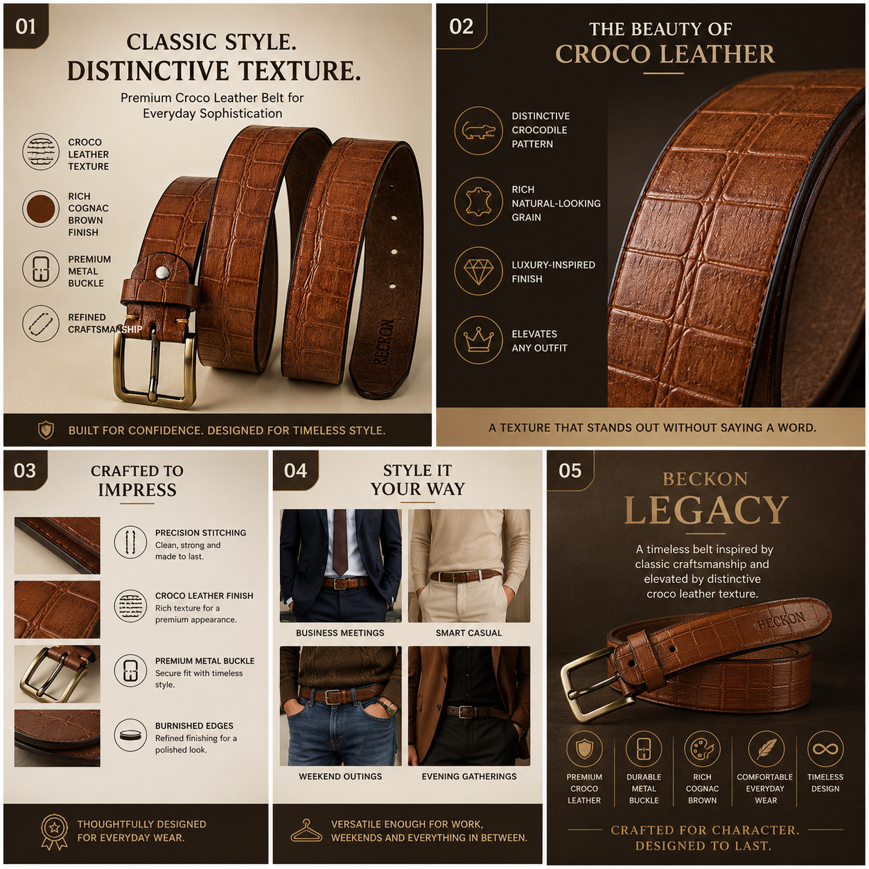 legacy croco leather belt men infographics