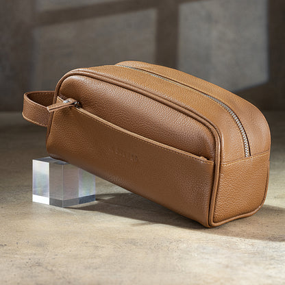Men's Leather Toiletry Bag – Premium Travel Dopp Kit Organizer