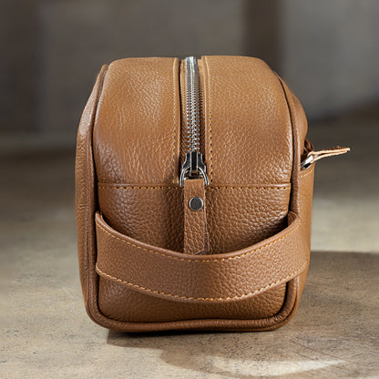 Men's Leather Toiletry Bag – Premium Travel Dopp Kit Organizer