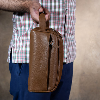 Men's Leather Toiletry Bag – Premium Travel Dopp Kit Organizer