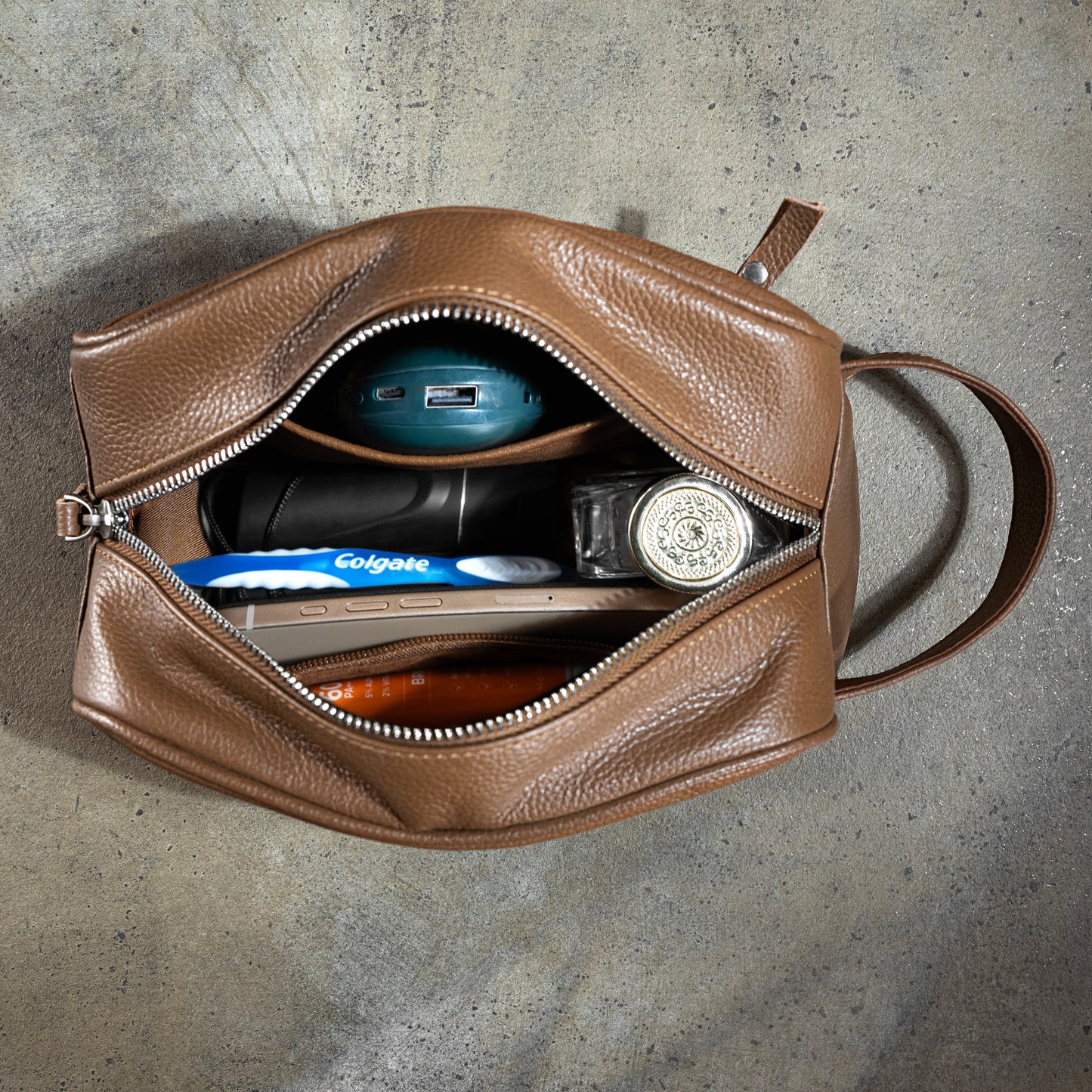 Men's Leather Toiletry Bag – Premium Travel Dopp Kit Organizer