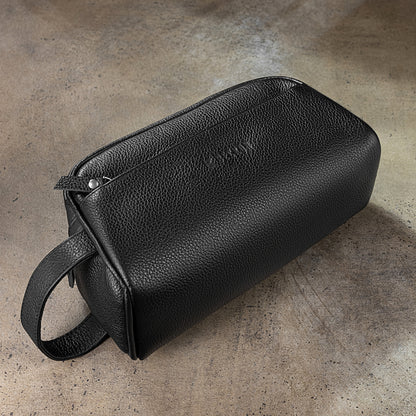Men's Leather Toiletry Bag – Premium Travel Dopp Kit Organizer