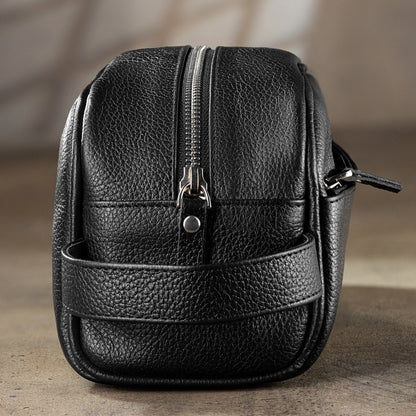 Men's Leather Toiletry Bag – Premium Travel Dopp Kit Organizer